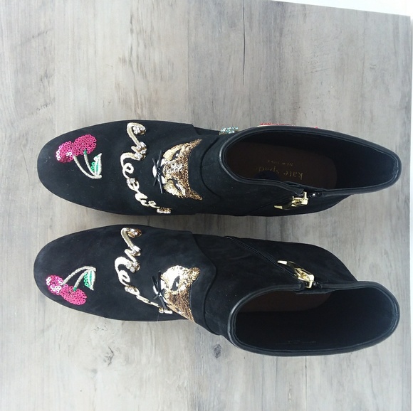kate spade Shoes New Kate Spade Liverpool Meow Suede Ankle Boots
